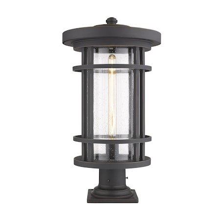 Z-Lite Jordan 1 Light Outdoor Pier Mounted Fixture, Oil Rubbed Bronze And Clear Seedy 570PHXL-533PM-ORB